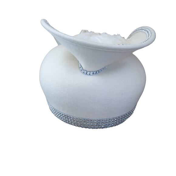 CHARM\'S *NWT* Hat Church/Kentucky Derby/Wedding Rhinestones/Feathers Ivory main image 4